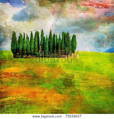 landscapes of Tuscany , artwork in painting style
