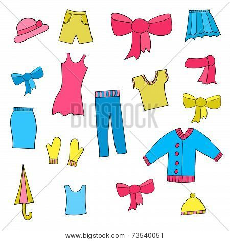 Painted colorful clothes.