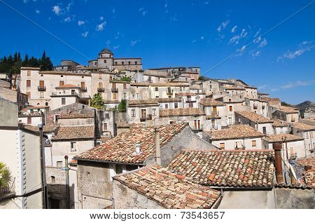 Panoramic view of Morano Calabro. Calabria. Italy.