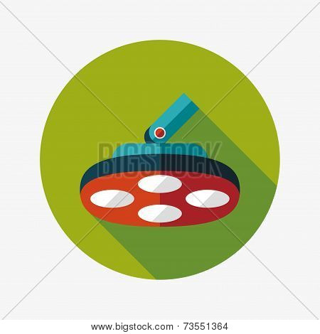 Operating Theatre Light Flat Icon With Long Shadow