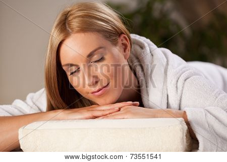 Woman In Dressing Gown In Spa