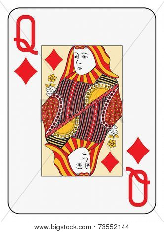 Jumbo index queen of diamonds playing card