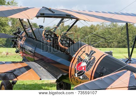 Detail View Of The Cockpit Of A Historical Airplane