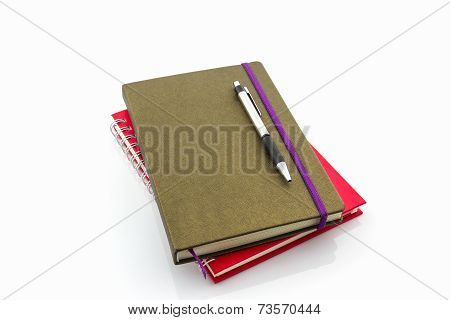 Red And Brown Diary Book.