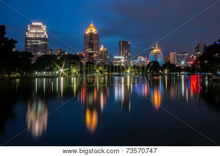 Night Scene Of Bangkok At Night From Lumpini Park