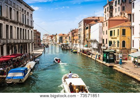 Venice, Italy,august 9, 2013: The Beautiful View Of A Canal Grande In Venice, Italy