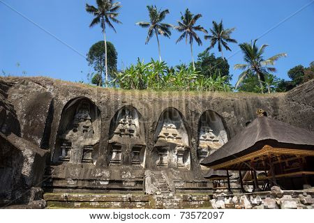 Gunung Kawi is a temple complex in Bali Island centered around royal tombs carved into stone cliffs dating back to the 11th century.