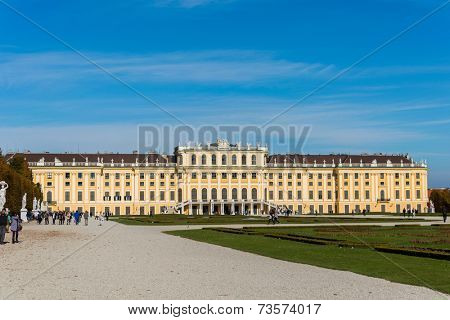 Vienna - OCTOBER 14: Schonbrunn Palace on October 14 in Vienna, Austria. Schonbrunn Palace building is one of the most popular tourist attractions in Vienna