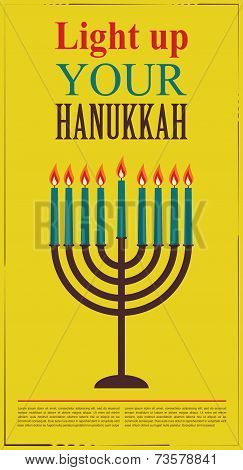 Happy Hanukkah greeting card design, jewish holiday.