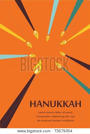 Happy Hanukkah greeting card design, jewish holiday. Vector illustration