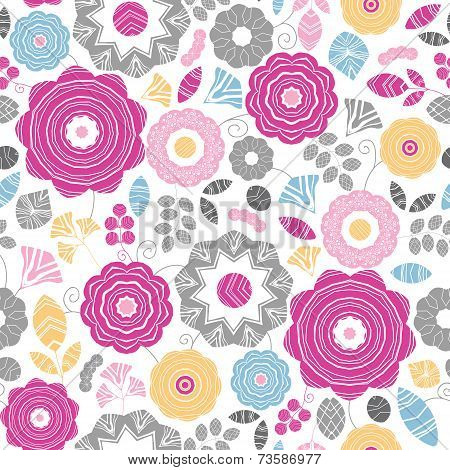 Vibrant floral scaterred seamless pattern background