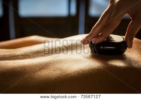 Stone massage closeup