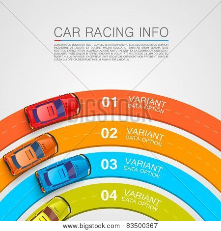 Car racing info art cover