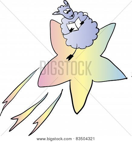 Sheep on the comet vector illustration