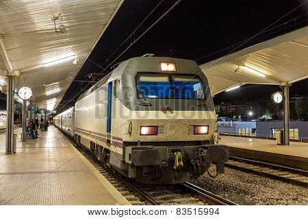 A Night Train In Girona Station - Spain
