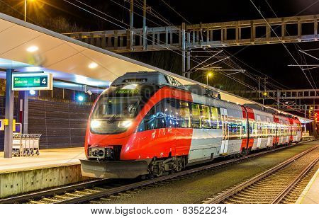 Austrian Local Train At Feldkirch Station
