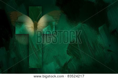 Abstract Christian cross and butterfly