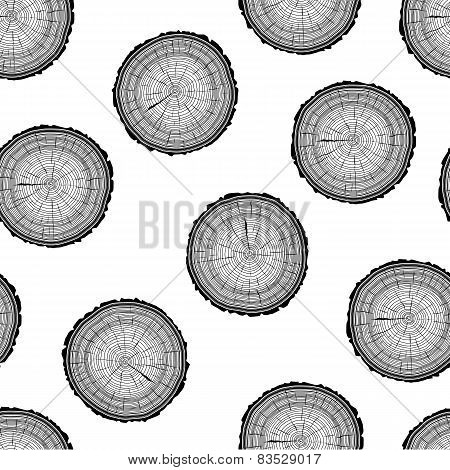 Tree rings saw cut tree trunk background. Seamless wallpaper. Ve