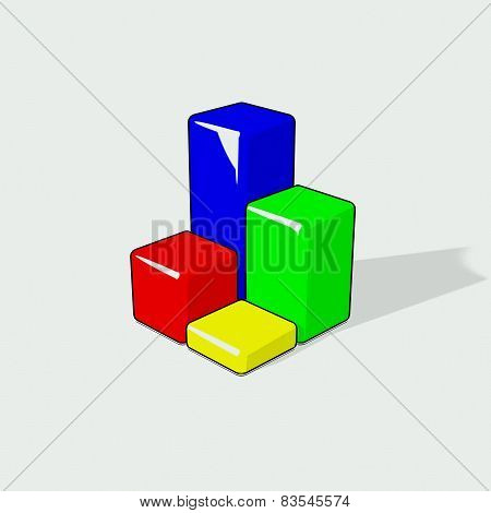 multi-colored cubes of the 3D schedule