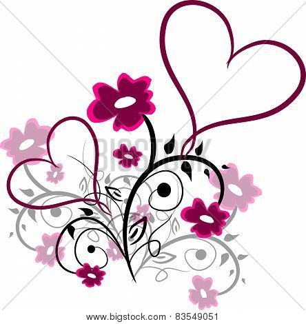 Floral Ornaments With Hearts
