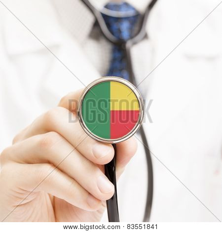 National Flag On Stethoscope Conceptual Series - Benin
