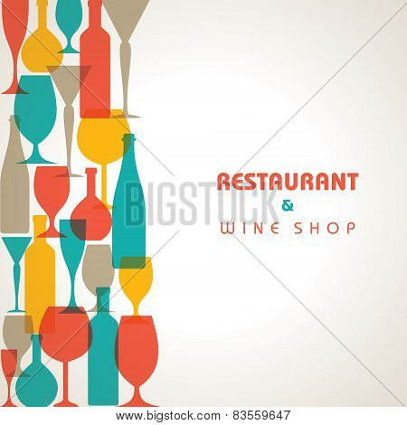 Abstract retro cocktail glass and bottle background stock vector