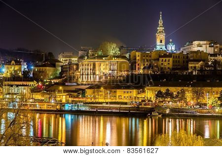 View Of The City Center Of Belgrade At Night - Serbia
