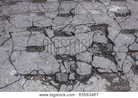 Damaged Cracked Asphalt Pattern Texture