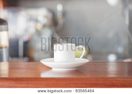 Mini White Coffee Cup In Coffee Shop