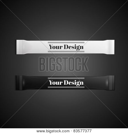 Blank white plastic sachet for medicine, condoms, drugs, coffee, sugar, salt, spices