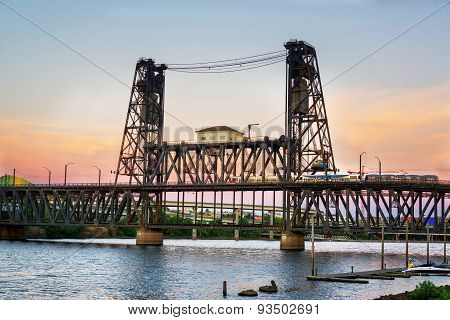 Steel Bridge At Dusk