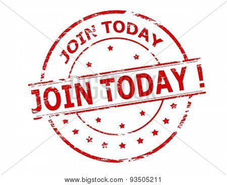 Rubber stamp with text join today inside vector illustration