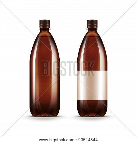 Vector Blank Brown Plastic Water Beer Kvass Bottle