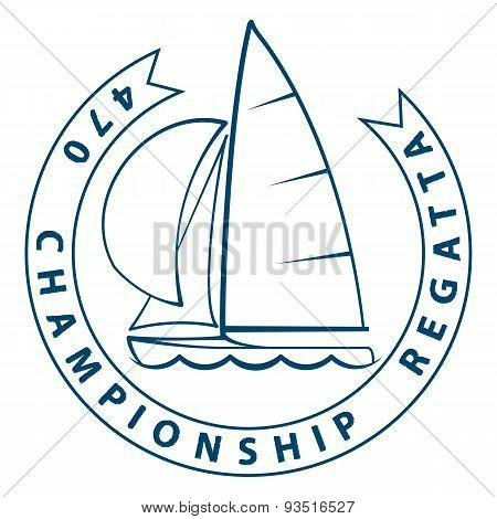 Sailing dinghy of 470 class racing yachts.