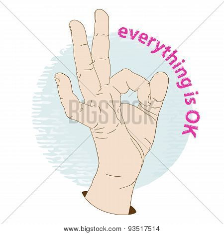 Hand showing okay gesture.