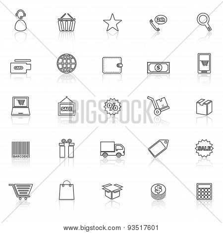 E-commerce Line Icons With Reflect On White