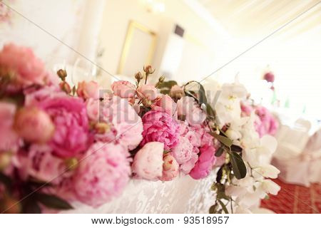 Beautiful Peonies On Wedding Table