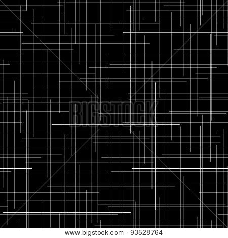 Black and white abstract backdrop. Plaid Fabric texture. Random lines. Seamless pattern.
