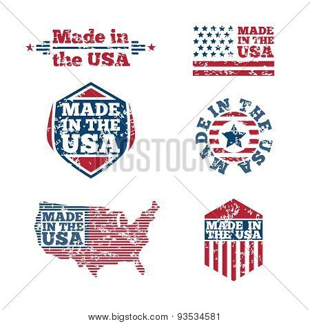 USA labels with grunge effect