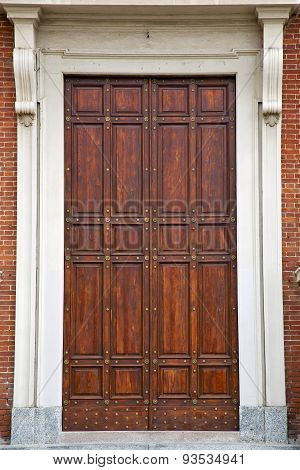 Knocker And Wood  Door In A Church Crenna Gallarate Varese