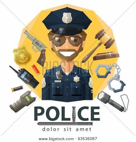 police, law, constabulary vector logo design template. enforcement, order or policeman icon. flat il