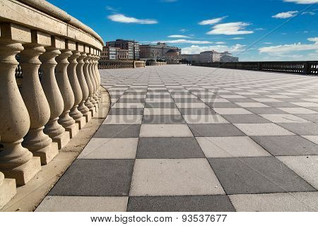 Mascagni Terrace, Promenade Of Livorno, Tuscany, Italy