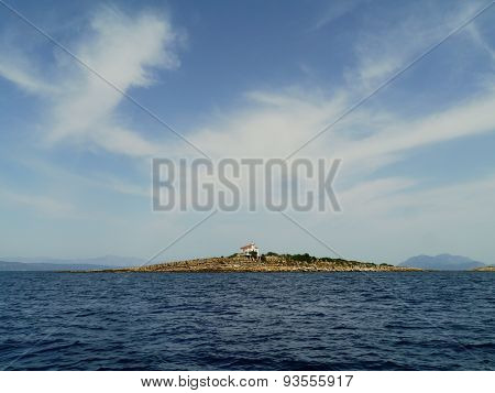 The Plocica lighthouse in the Adriatic sea