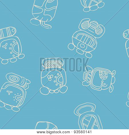 Seamless background with Maya calendar named months and associated glyphs
