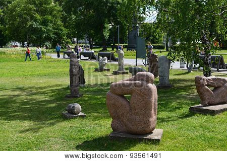 Moscow, Russia, May, 12,2015, Muzeon Park In The Center Of The City,  Place Of Walks And Sculptures