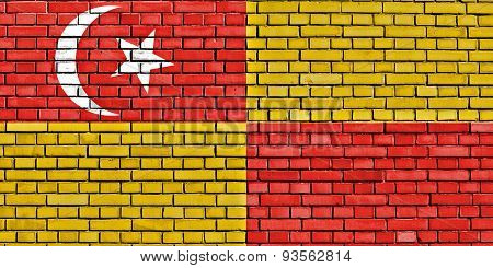 Flag Of Selangor Painted On Brick Wall