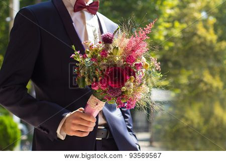Bouquet Wedding Flowers Groom