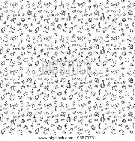Seamless doodle pattern with elements of leisure travel