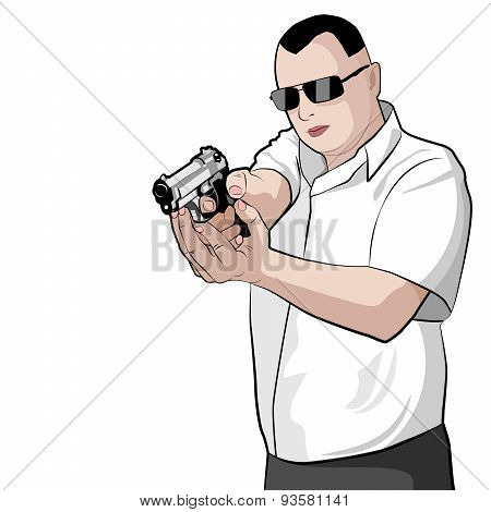 Man Shooting A Gun