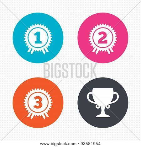 First, second and third place icons. Award medal